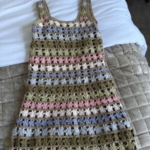 She Made Me Crochet tank mini dress sz S/M
